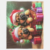 Hard Pastel Tekening Kerstmis Puppies Fleece Deken (Voorkant)