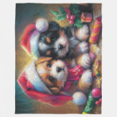 Hard Pastel Tekening Kerstmis Puppies Fleece Deken (Voorkant)