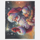 Hard Pastel Tekening Kerstmis Santa Baby Elf Fleece Deken (Voorkant)