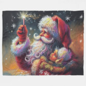 Hard Pastel Tekening Kerstmis Santa Baby Elf Fleece Deken (Voorkant (Horizontaal))
