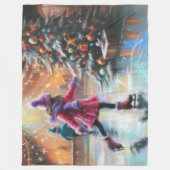Hard Pastel Tekening Kerstmis Schaatsen Fleece Deken (Voorkant)