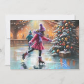 Hard Pastel Tekening Kerstmis Schaatsen Kaart (Voorkant)