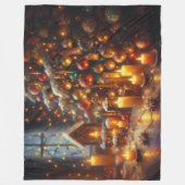 Hard Pastel Tekening Kerstmis Vakantie Boom Kaarse Fleece Deken (Voorkant)