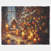 Hard Pastel Tekening Kerstmis Vakantie Boom Kaarse Fleece Deken (Voorkant (Horizontaal))