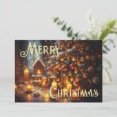 Hard Pastel Tekening Kerstmis Vakantie Boom Kaarse Kaart (Staand voorkant)