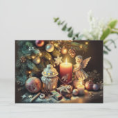 Hard Pastel Tekening Kerstmis Vakantie Engel Kaart (Staand voorkant)