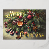 Hard Pastel Tekening Kerstmis Vakantie groen Folie Feestdagenkaart (Voorkant)