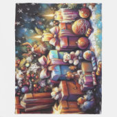 Hard Pastel Tekening Kerstmis Vakantie Motief Fleece Deken (Voorkant)