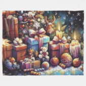 Hard Pastel Tekening Kerstmis Vakantie Motief Fleece Deken (Voorkant (Horizontaal))