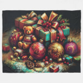 Hard Pastel Tekening Kerstmis Vakantie Motieven Fleece Deken (Voorkant (Horizontaal))