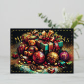 Hard Pastel Tekening Kerstmis Vakantie Motieven Folie Feestdagenkaart (Staand Voorkant)