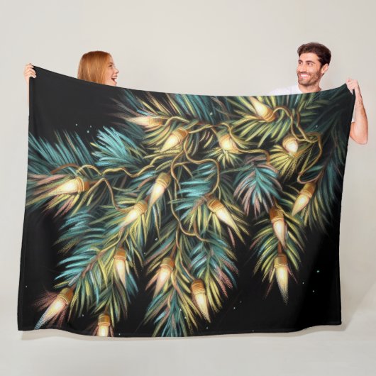 Hard Pastel Tekening Kerstmis Vakantie String Ligh Fleece Deken (In situ)