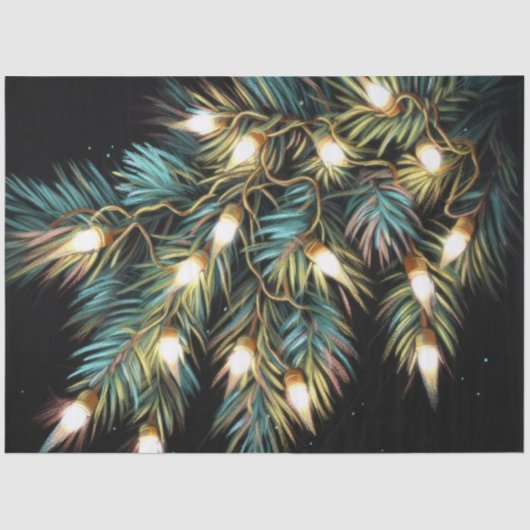 Hard Pastel Tekening Kerstmis Vakantie String Ligh Tissuepapier (Voorkant)