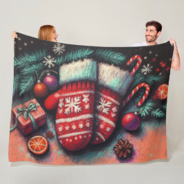 Hard Pastel Tekening Kerstmis Vakantie wanten Fleece Deken