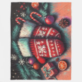 Hard Pastel Tekening Kerstmis Vakantie wanten Fleece Deken (Voorkant)