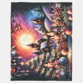 Hard Pastel Tekening Kerstmisscène Fleece Deken (Voorkant)