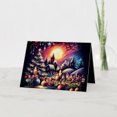 Hard Pastel Tekening Kerstmisscène Folie Feestdagenkaart (Voorkant)