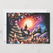 Hard Pastel Tekening Kerstmisscène Kaart (Voorkant)