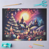 Hard Pastel Tekening Kerstmisscène Tissuepapier (Craft)