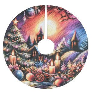 Hard pastel tekening Kerstmotief Kerstkoek Kerstboom Rok
