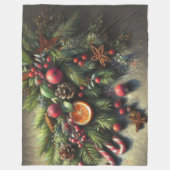 Hard Pastel Tekening Kerstvakantie Groene Tinten Fleece Deken (Voorkant)