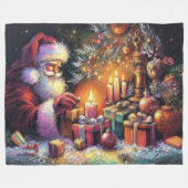Hard Pastel Tekening Kerstvakantie Kerstman Fleece Deken (Voorkant (Horizontaal))