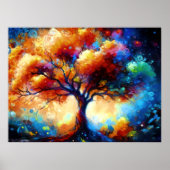 Hard Pastel Tekening Kleurrijke Abstract Tree Poster (Voorkant)