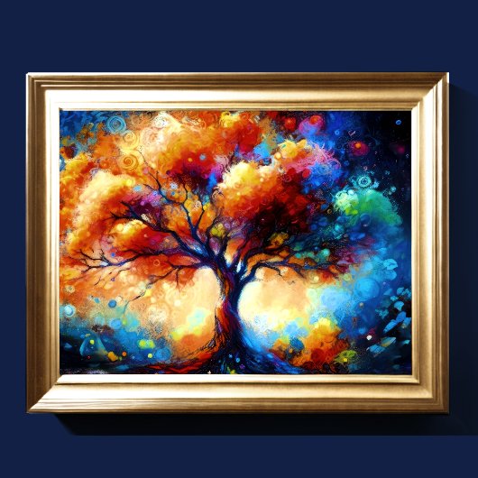 Hard Pastel Tekening Kleurrijke Abstract Tree Poster