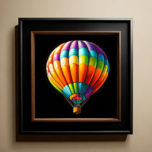 Hard Pastel Tekening Kleurrijke Hete Luchtballon Poster
