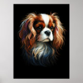 Hard Pastel Tekening Koning Charles Cavalier Spani Poster (Voorkant)