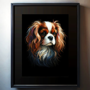 Hard Pastel Tekening Koning Charles Cavalier Spani Poster