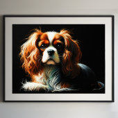 Hard Pastel Tekening Koning Charles Cavalier Spani Poster