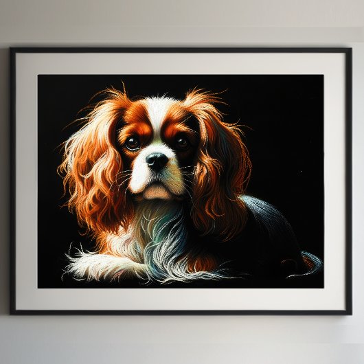 Hard Pastel Tekening Koning Charles Cavalier Spani Poster