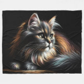 Hard pastel tekening langharige kat fleece deken (Voorkant (Horizontaal))