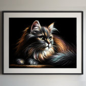 Hard pastel tekening langharige kat poster