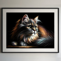 Hard pastel tekening langharige kat