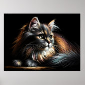 Hard pastel tekening langharige kat poster (Voorkant)