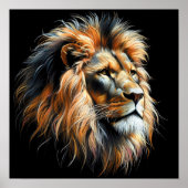 Hard Pastel Tekening Leeuw Poster (Voorkant)