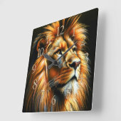 Hard Pastel Tekening Leeuw Vierkante Klok (Hoek)