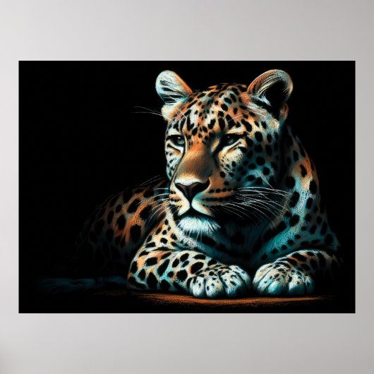 Hard Pastel Tekening Leopard III Poster (Voorkant)
