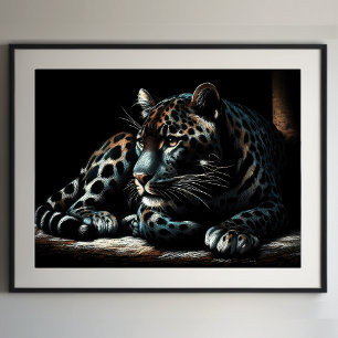 Hard Pastel Tekening Leopard IV Poster