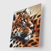 Hard Pastel Tekening Luipaard Vierkante Klok (Hoek)