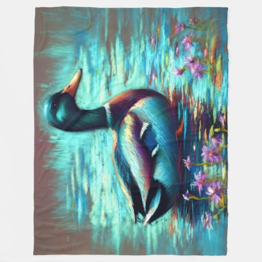 Hard Pastel Tekening Mallard Duck Fleece Deken (Voorkant)
