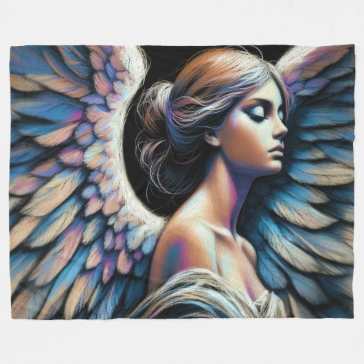 Hard Pastel Tekening Mooie Engel Fleece Deken (Voorkant (Horizontaal))