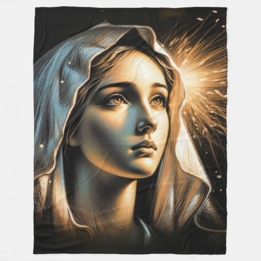 Hard Pastel Tekening Mooie Maagd Maria Fleece Deken (Voorkant)