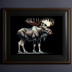 Hard Pastel Tekening Moose Poster