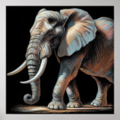 Hard Pastel Tekening Olifant Poster (Voorkant)