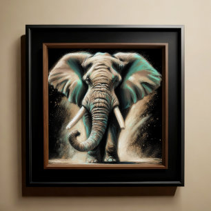 Hard Pastel Tekening Olifant Poster