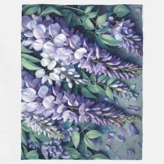 Hard Pastel Tekening Paarse Wisteria Fleece Deken (Voorkant)
