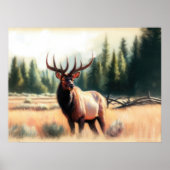 Hard Pastel Tekening Schilderij van een Elk Poster (Voorkant)